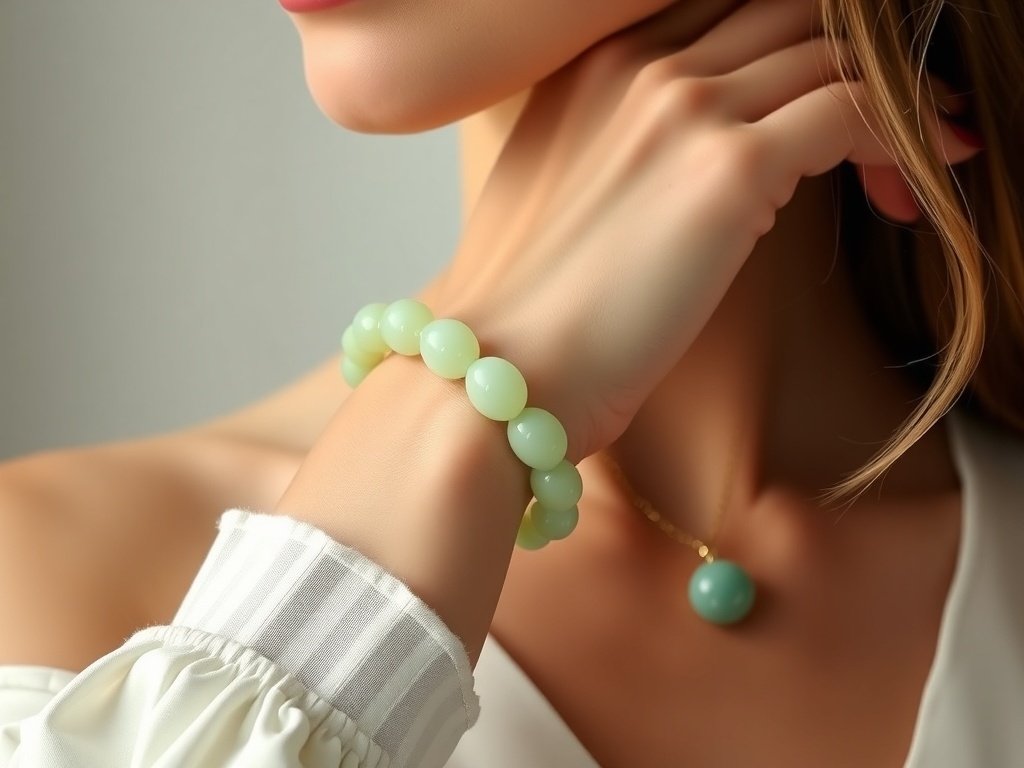 A classic jade bangle and coordinating necklace showcasing modern elegance.