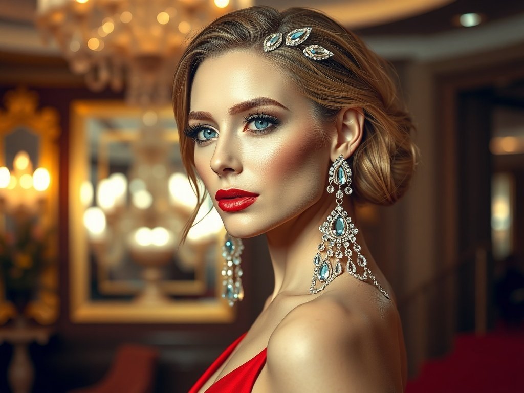 Colorful resin and acrylic earrings worn by a model with stylish sunglasses and a vibrant outfit.