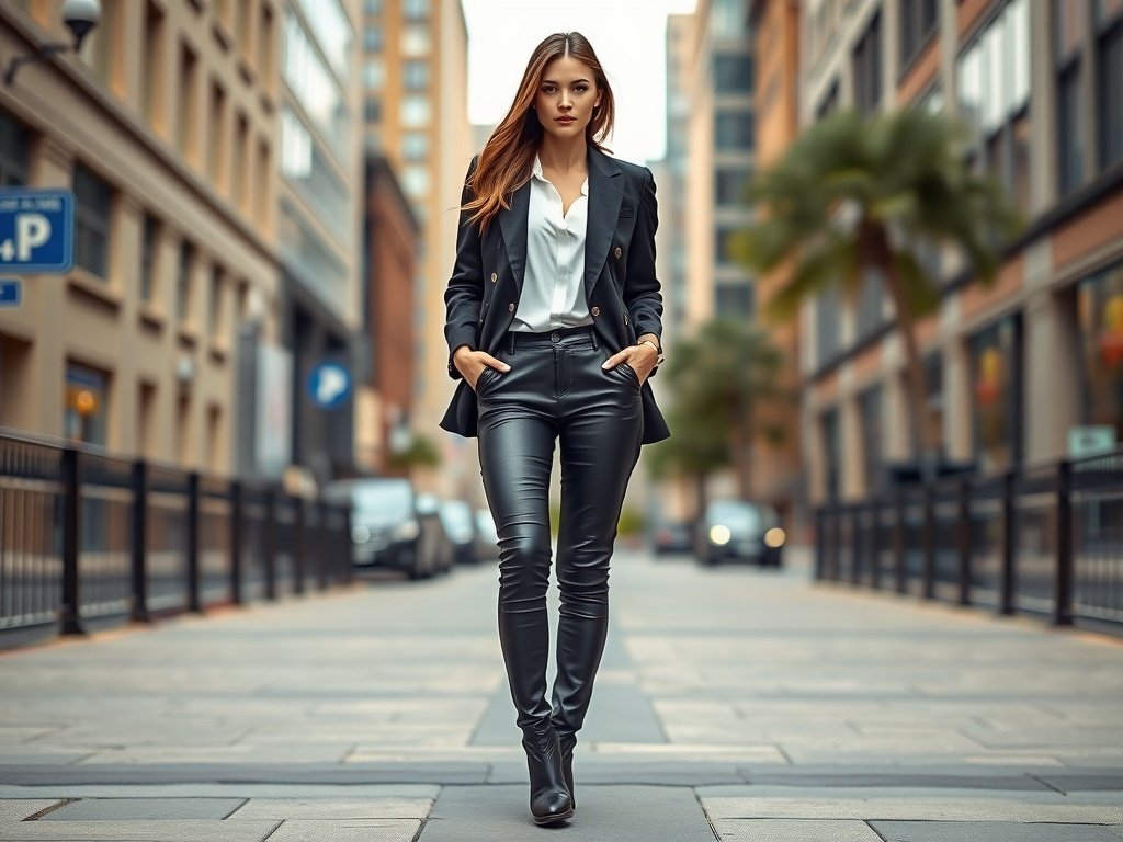 A model wearing a chic oversized coat, knit sweater, and stylish accessories in a winter setting.