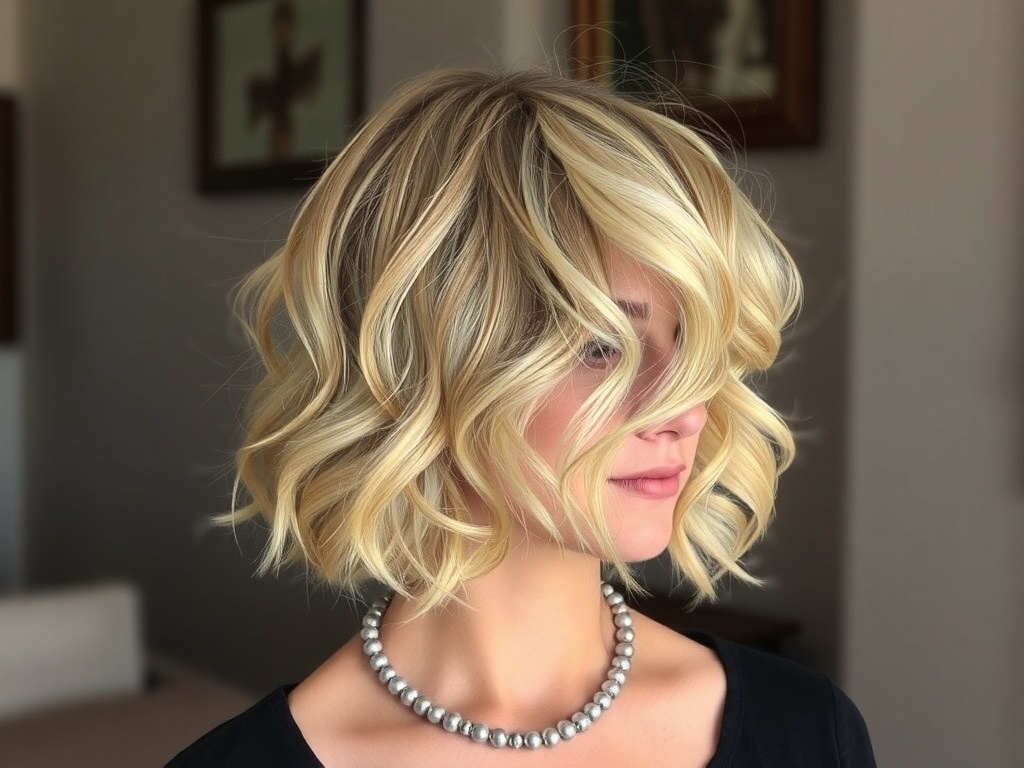 A classic layered haircut styled with soft curls