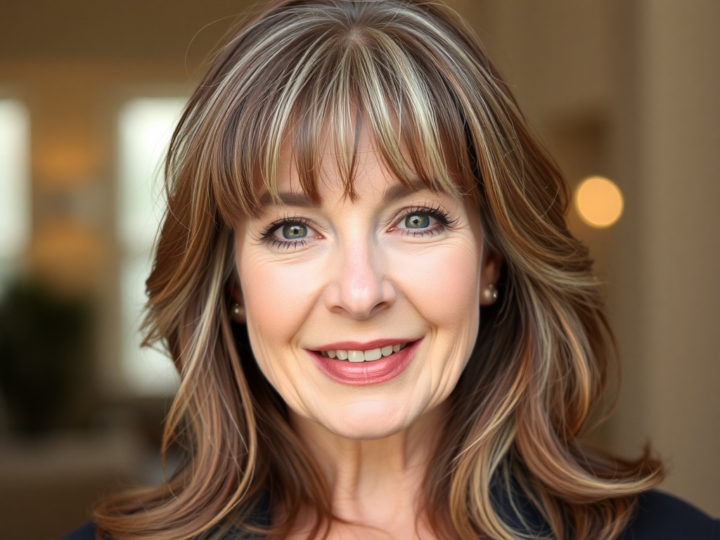 Timeless long layers with face-framing bangs hairstyle