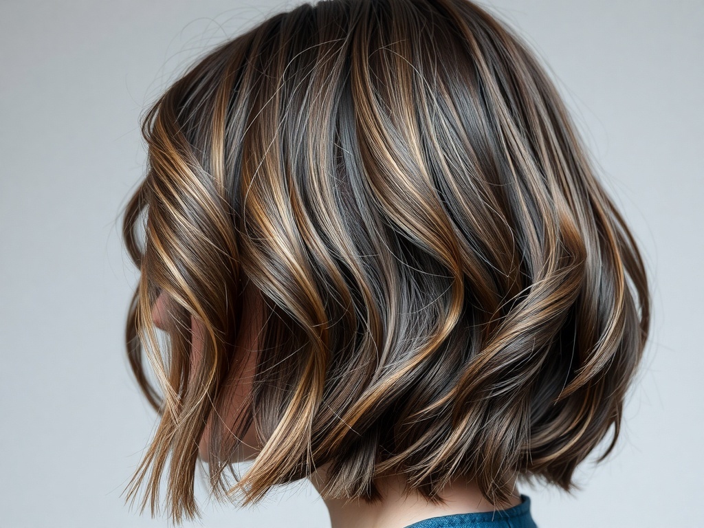 Elegant bob hairstyle with soft waves, showcasing a chic and polished look for women over fifty.