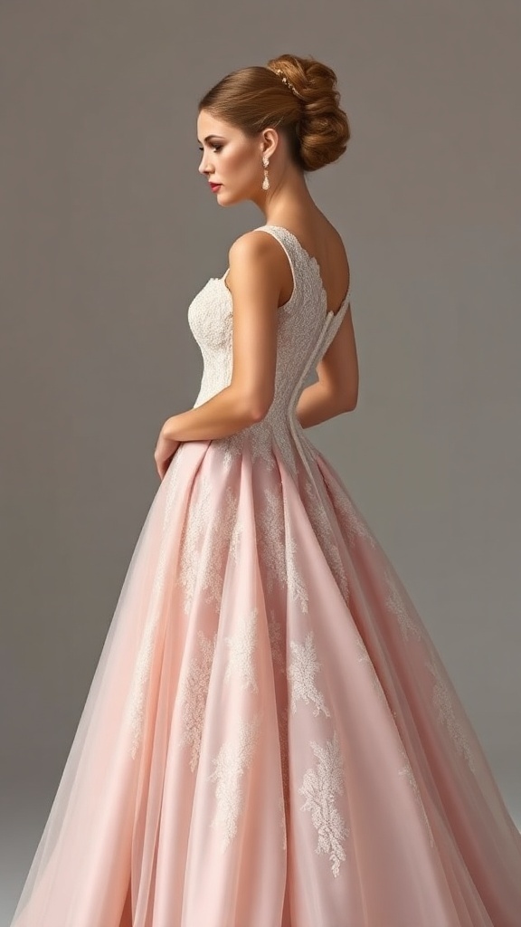 Elegant vintage lace ballgown with intricate detailing