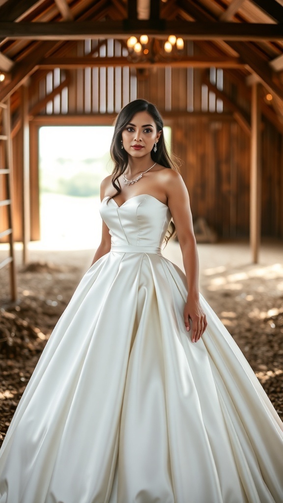 Elegant satin ball gown for a country wedding